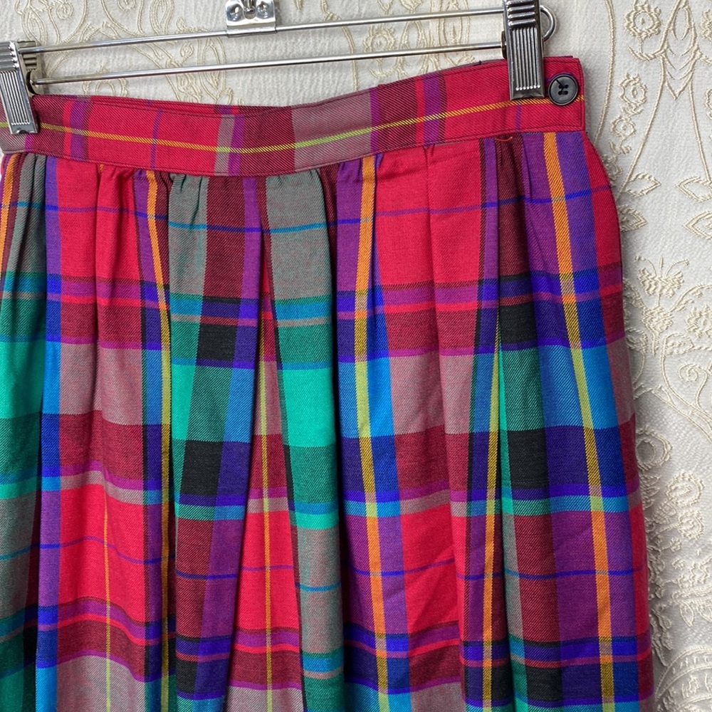 Vtg JG hook plaid Christmas skirt pleated - Picture 2 of 4